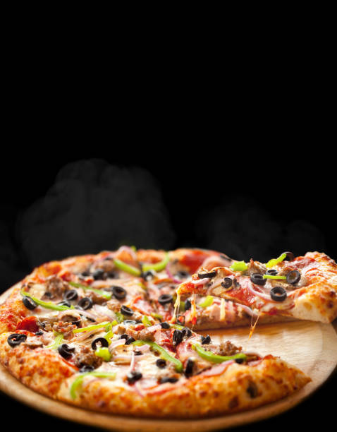 istock Tasty fresh pizza with mozzarella cheese, cherry tomatoes 1043560582