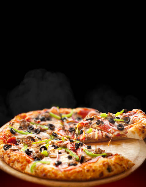 istock Tasty fresh pizza with mozzarella cheese, cherry tomatoes 1043560998