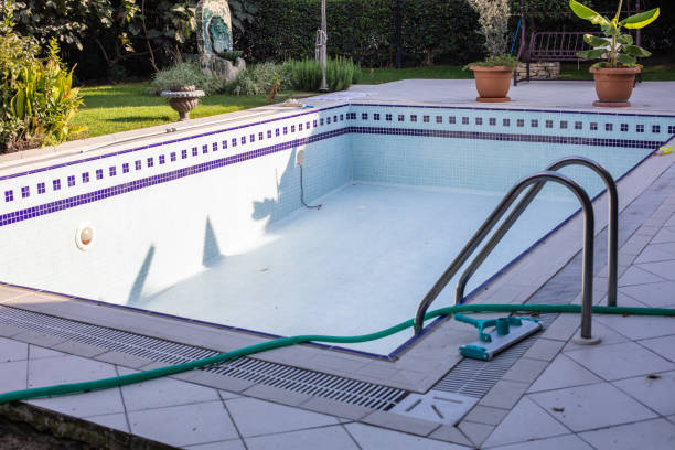 Empty swimming pool  end of the summer season