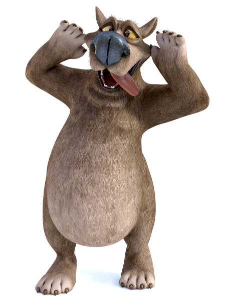 istock 3D rendering of a cartoon bear doing a silly face. 1043576426