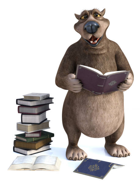 istock 3D rendering of cartoon bear having a storytime. 1043576516