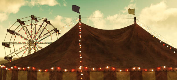 namiot karnawałowy cyrkowy i diabelski młyn - circus animal zdjęcia i obrazy z banku zdjęć