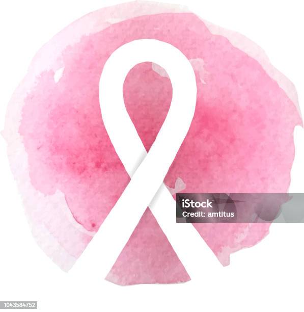 October Ribbon Stock Illustration - Download Image Now - Breast Cancer, Breast Cancer Awareness Ribbon, Watercolor Painting