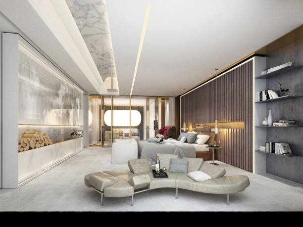 istock 3d render of luxury hotel room 1043588568
