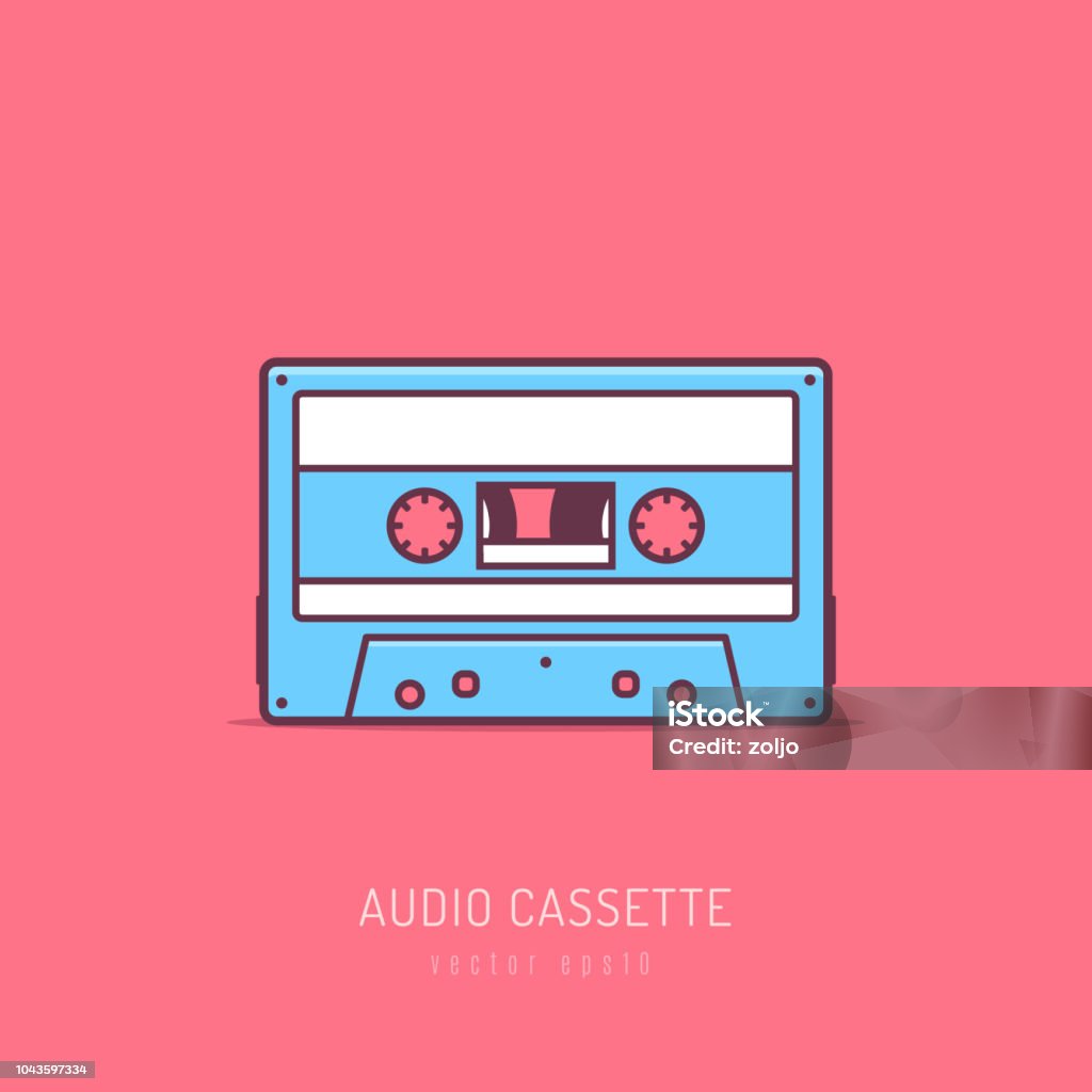 Audio Cassette Retro audio cassette mono line art vector illustration Audio Cassette stock vector