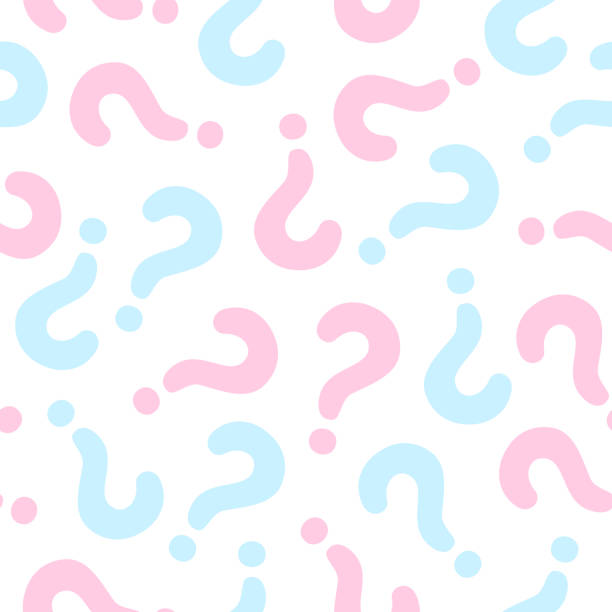 Gender reveal party background Gender reveal party background. Vector seamless pattern with question mark pink and blue color pregnant patterns stock illustrations