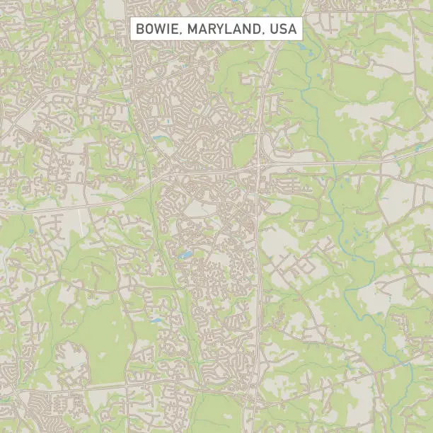 Vector illustration of Bowie Maryland US City Street Map