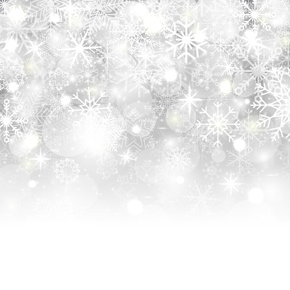 Christmas background with snowflakes, stars, snow and place for text. Vector Illustration.