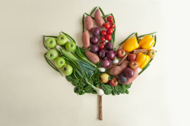 istock Maple leaf shape made of food 1043623854