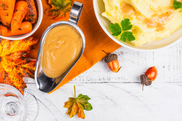 istock Sauce boat with savory turkey gravy 1043628066