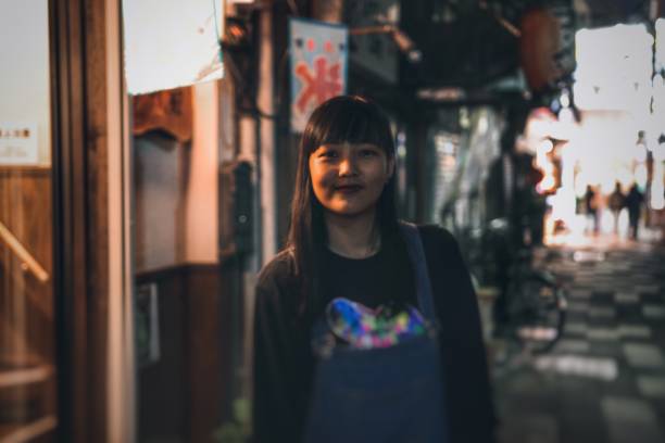 istock smiling at old street in Japan 1043628518