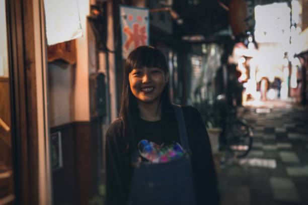 istock smiling at old street in Japan 1043628520