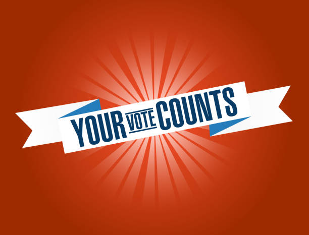 Your vote counts bright ribbon message vector art illustration