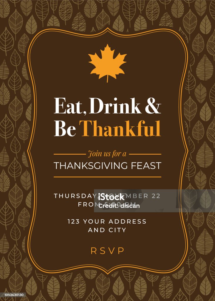 Thanksgiving Dinner Invitation Template. Thanksgiving Dinner Invitation Template - Illustration Autumn stock vector
