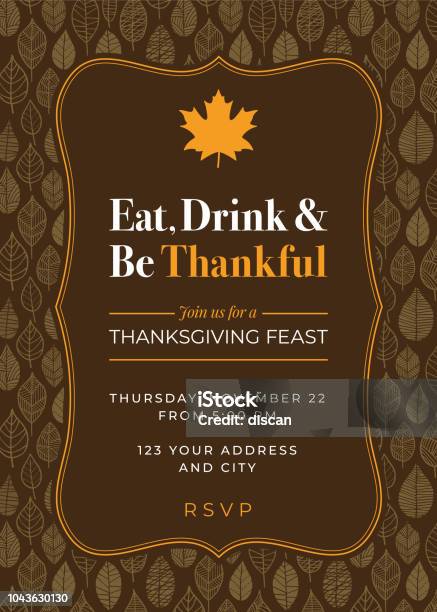 Thanksgiving Dinner Invitation Template Stock Illustration - Download Image Now - Autumn, Invitation, Thanksgiving - Holiday