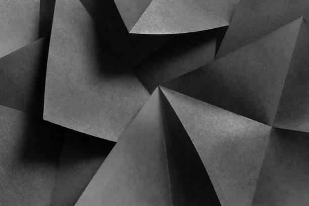 黒と白、抽象的な背景の幾何学的図形 - construction paper ストックフォトと画像