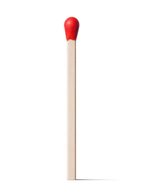 Red match stick on white background.