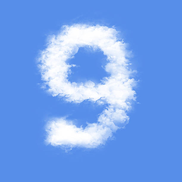 istock A nine made out of clouds on a blue background 104363407