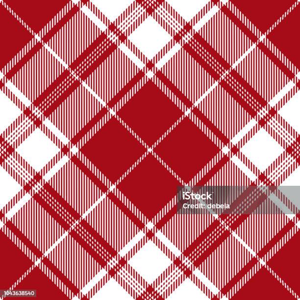 Red Scottish Tartan Plaid Textile Pattern Stock Illustration - Download Image Now - Abstract, Argyle, Backgrounds