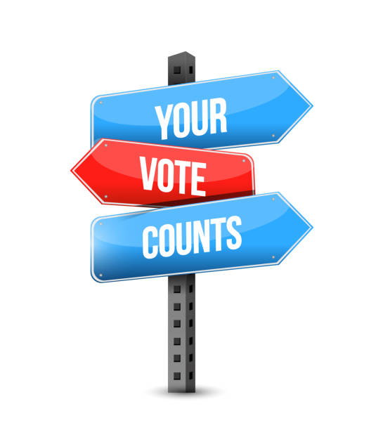 Your vote counts multiple destination color street sign vector art illustration