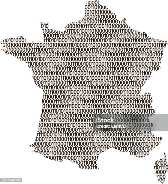 France Map Abstract Schematic From Black Ones And Zeros Binary Digital ...