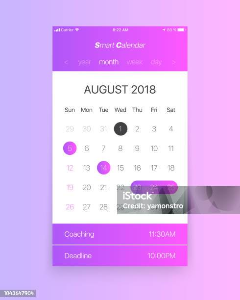 Calendar Ui Vector Vector Calendar App Ui Concept Stock Illustration - Download Image Now ...