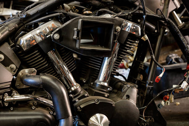 istock Engine close up shot of beautiful and custom made motorcycle 1043648316