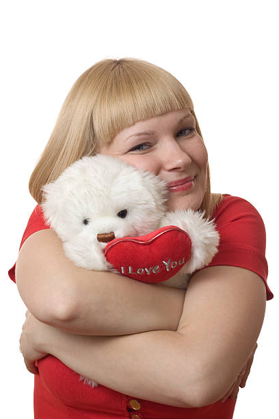 istock Blonde with a plush toy 104364955