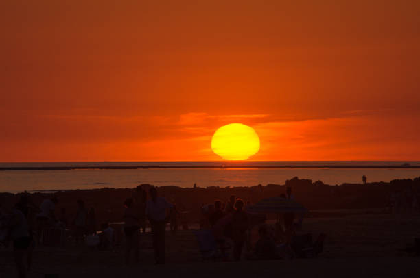 Beautiful sunset on the beach of La Barrosa, Chiclana de la Frontera, Cadiz