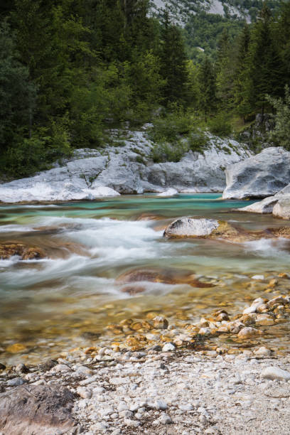 istock Cold pure Soca river great gorge canyons, Slovenia 1043652356