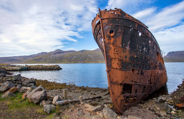 Rusted shipwreck stock photo