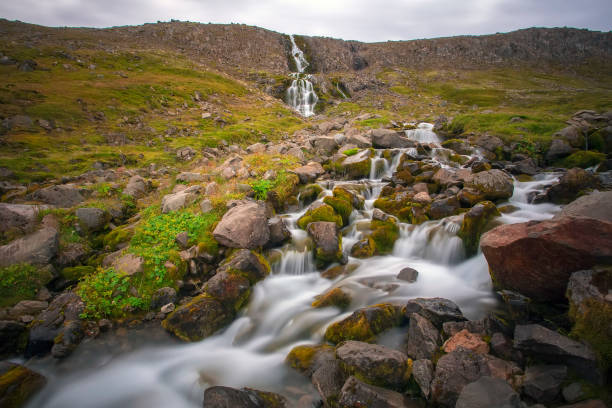 Westfjords waterfall stock photo