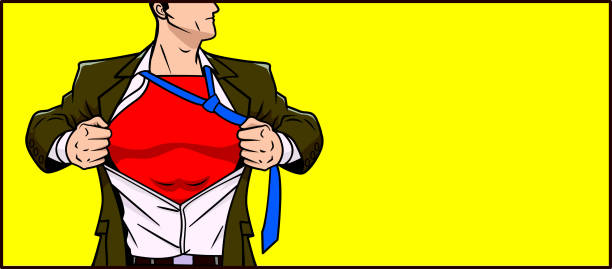 ilustraciones, imágenes clip art, dibujos animados e iconos de stock de vector bandera de transformación de superhéroe - change superhero necktie strength