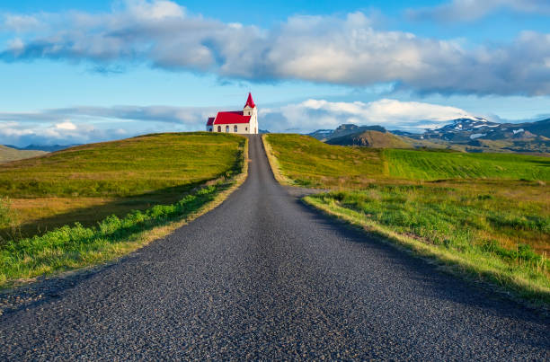 Ingjaldshóll church stock photo