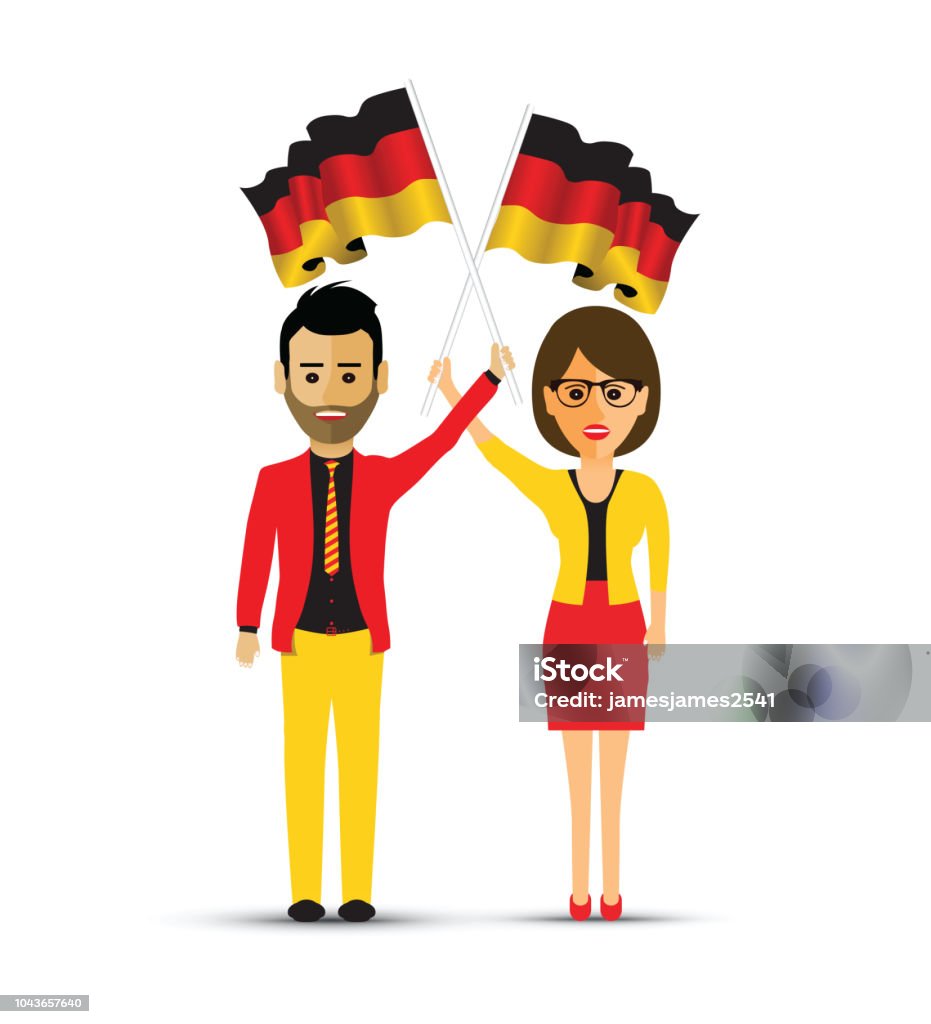 German flag waving man and woman Adult stock vector