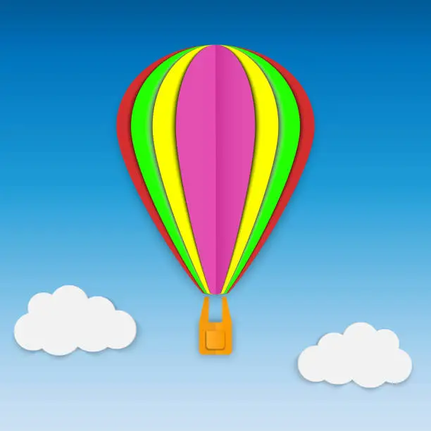 Vector illustration of Aerostat cut out of colored paper