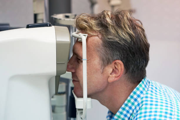 istock man checks his vision on the machine 1043662578