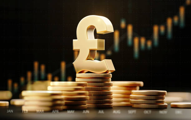 istock British Pound Symbol With Financial Graphic Chart Over Dark Background 1043663886