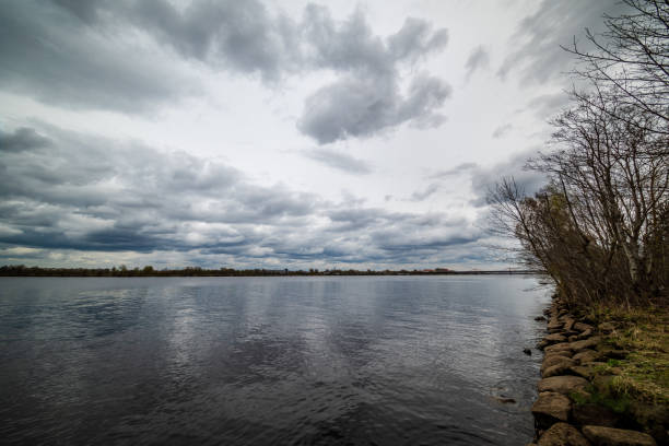istock lake shore with grass and trees in spring 1043664278
