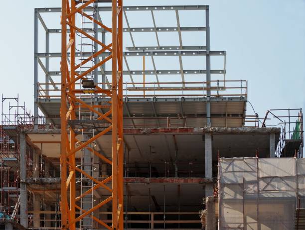 istock Structural supports and scaffoldings  for a complete refurbishment of a building 1043673078
