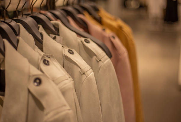 istock Colorful jackets in shopping center. 1043673478