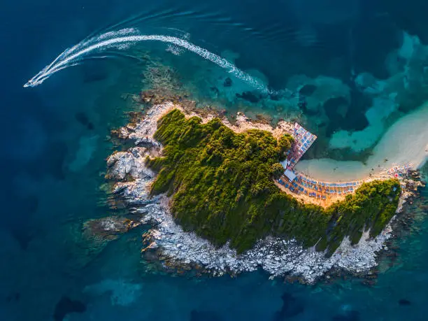 island from the air,
photo taken with drones