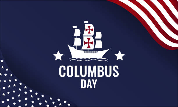 Columbus Day blue Columbus Day card or background. vector illustration. columbus day stock illustrations