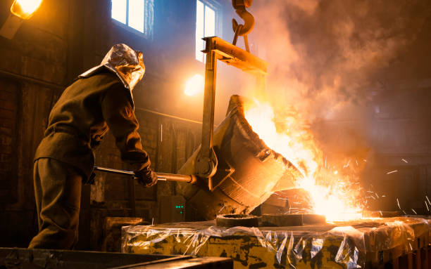 istock The liquid metal is poured into molds. 1043676878
