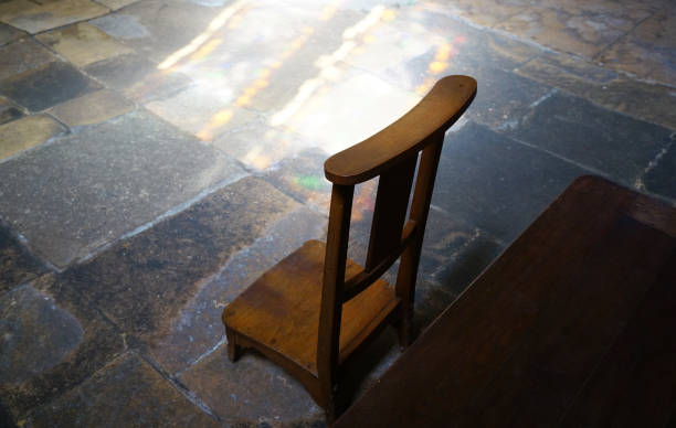kneeler in an old church kneeler in a church seen from above, wide angle view kneelers stock pictures, royalty-free photos & images