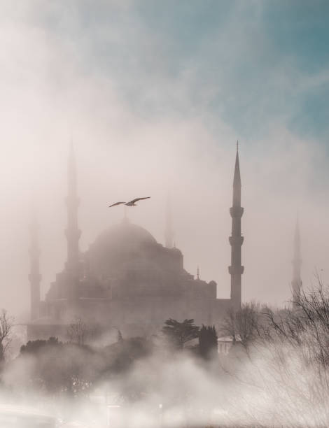 istock Sultan Ahmed Mosque in the mist. fog 1043680724
