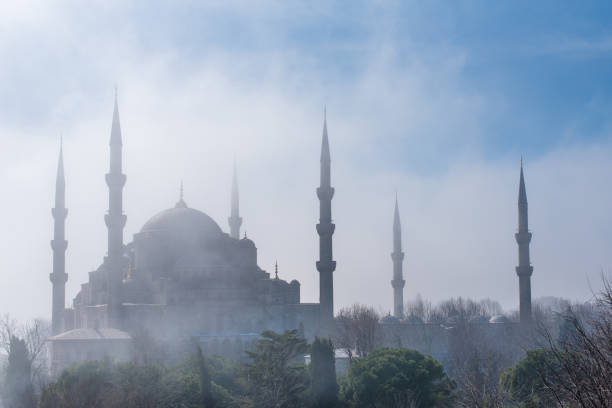 istock Sultan Ahmed Mosque in the mist. fog 1043680950
