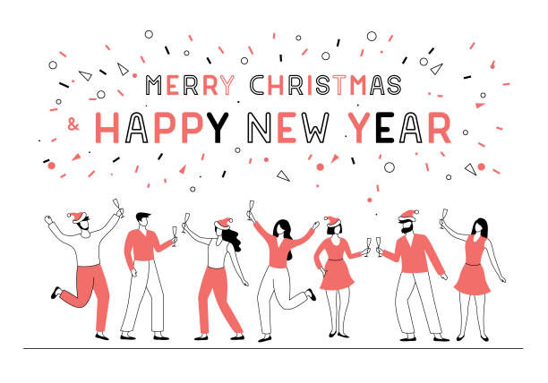 New year party people Easily editable vector illustration on layers. People toasting to the new year. new years eve party stock illustrations