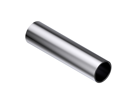 Metal pipe. Isolated on white background. 3D rendering illustration. Isometric projection.