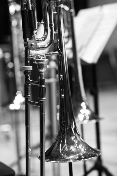 istock Trombones on stage in a symphony orchestra 1043699790
